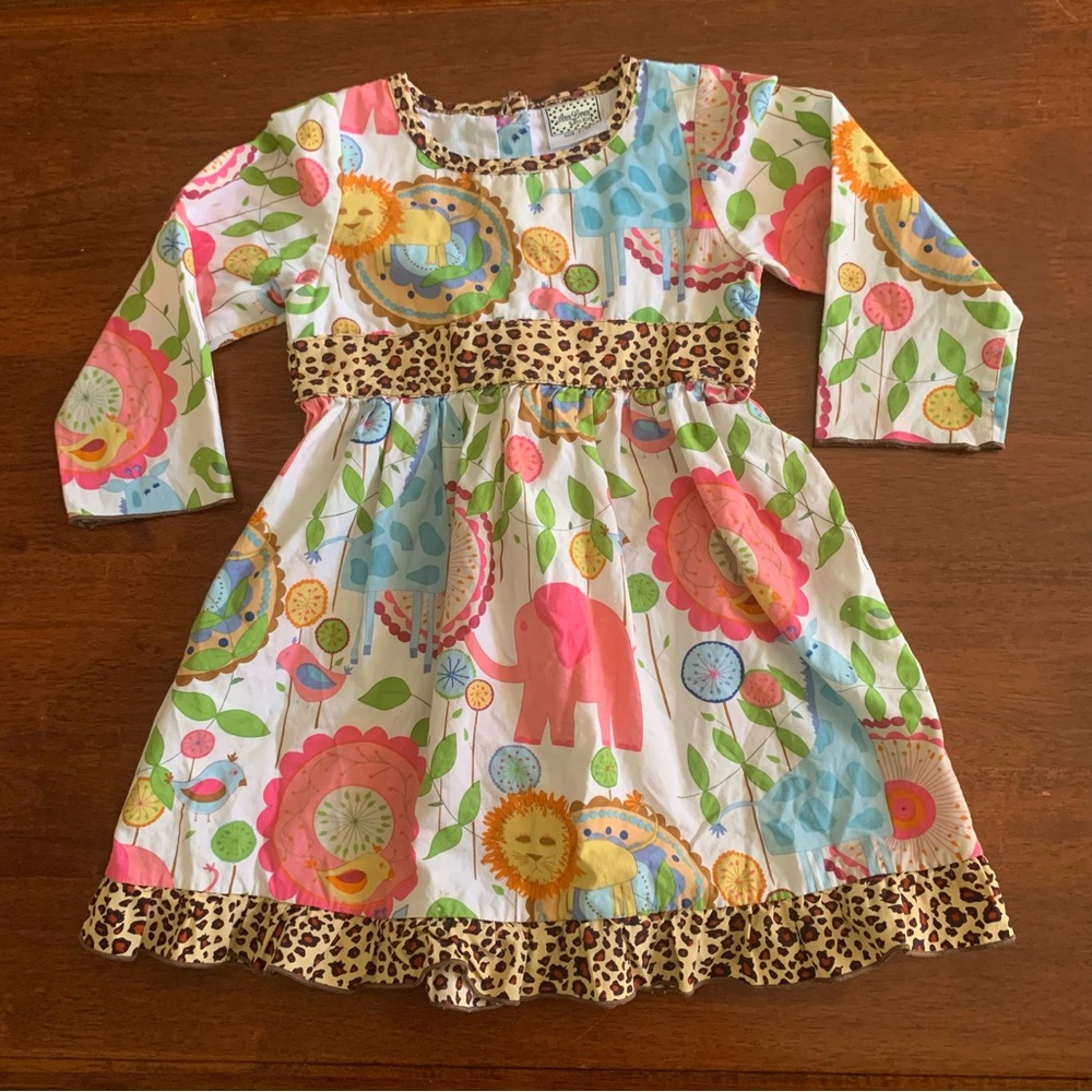Ann Loren Animal Flower Floral Zoo Girls Size 2/3 Colorful Dress